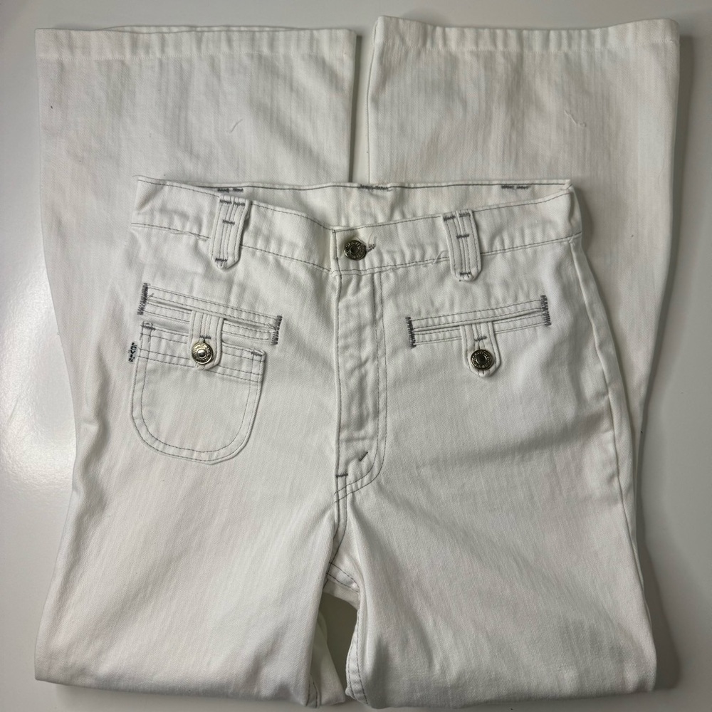 Vintage white tab levis 1970s high waisted bell bottoms